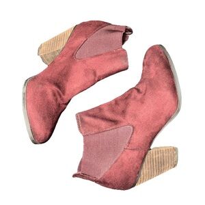 Call It Spring Women's 11 Maroon Booties Fall Winter Boots Faux Suede